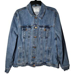 Old Navy Women Denim Blue Jean Jacket Size XXL Casual Grunge Fall Winter Trucker